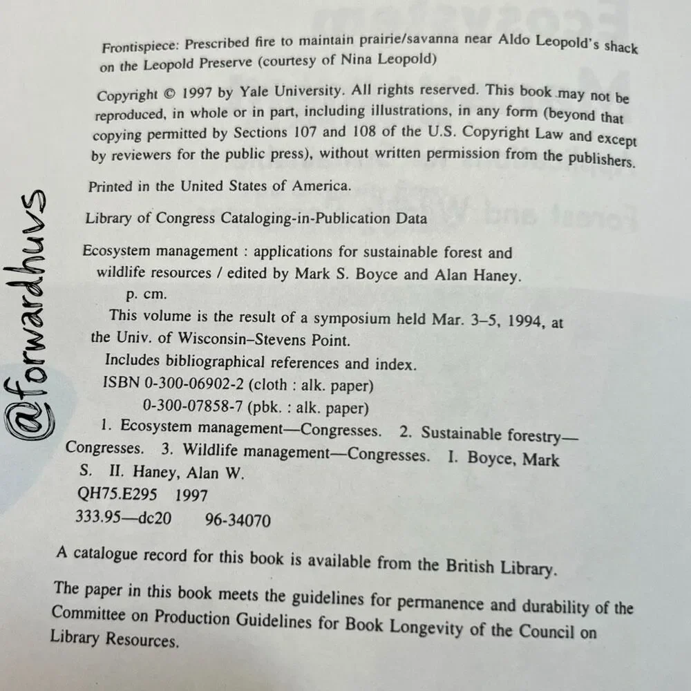 Yale University Press ecosystem management